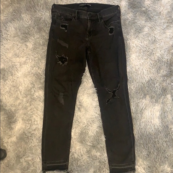 Express black distressed ankle jeans - Picture 1 of 4